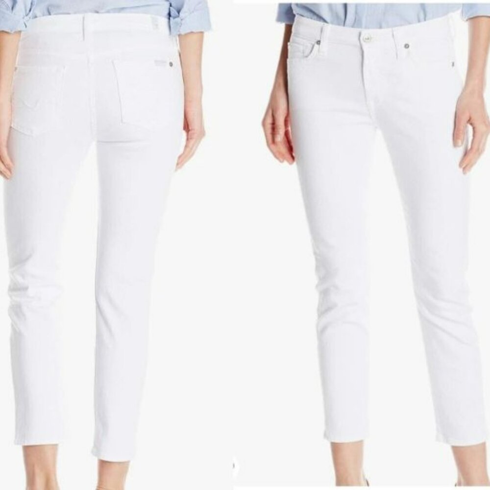 $178 NWT  7 For All Mankind Crop midrise skinny jeans in Clean White size 29